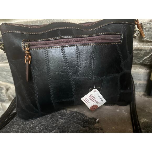 Vaan & Co. Recycled Leather Snakeskin Brown Black RDIF Patchwork NWT Crossbody - Picture 2 of 7